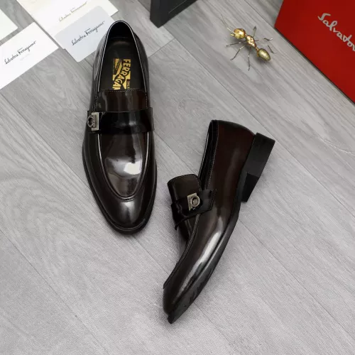 Replica Salvatore Ferragamo Leather Shoes For Men #1380557 $88.00 USD for Wholesale