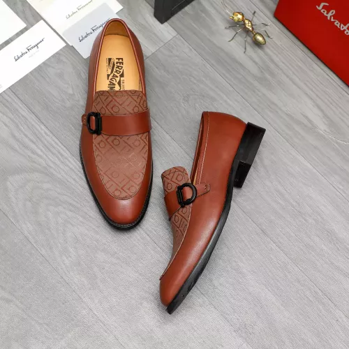 Replica Salvatore Ferragamo Leather Shoes For Men #1380558 $88.00 USD for Wholesale
