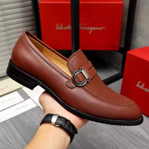 Replica Salvatore Ferragamo Leather Shoes For Men #1380564 $88.00 USD for Wholesale