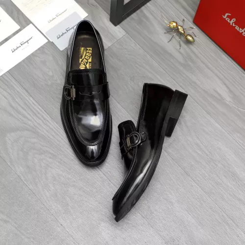 Replica Salvatore Ferragamo Leather Shoes For Men #1380566 $88.00 USD for Wholesale