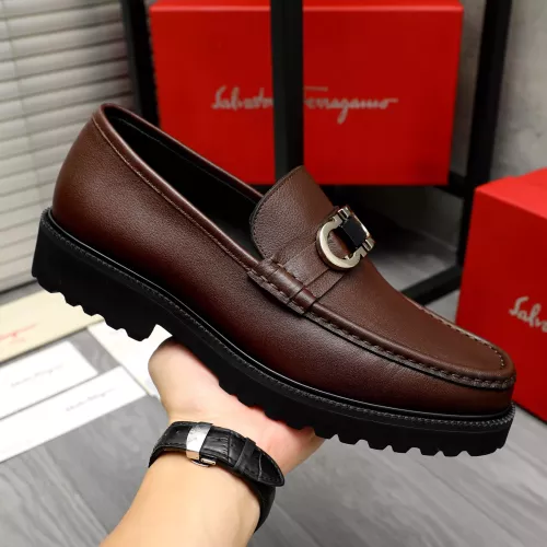 Replica Salvatore Ferragamo Leather Shoes For Men #1380579 $100.00 USD for Wholesale
