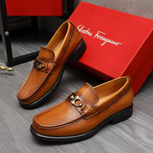 Replica Salvatore Ferragamo Leather Shoes For Men #1380680 $85.00 USD for Wholesale