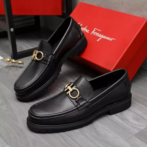 Replica Salvatore Ferragamo Leather Shoes For Men #1380713 $85.00 USD for Wholesale