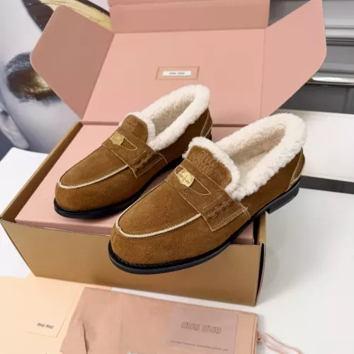 MIU MIU Leather Shoes For Women #1381070 $105.00 USD, Wholesale Replica MIU MIU Leather Shoes
