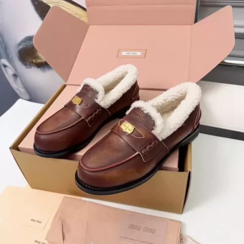 MIU MIU Leather Shoes For Women #1381072 $105.00 USD, Wholesale Replica MIU MIU Leather Shoes