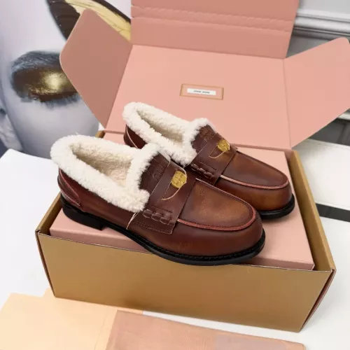Replica MIU MIU Leather Shoes For Women #1381072 $105.00 USD for Wholesale