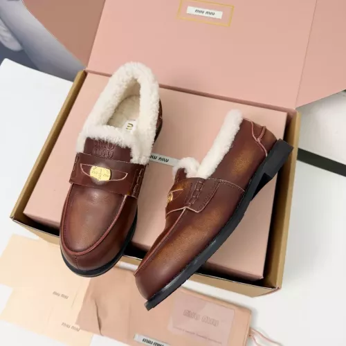 Replica MIU MIU Leather Shoes For Women #1381072 $105.00 USD for Wholesale