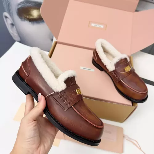 Replica MIU MIU Leather Shoes For Women #1381072 $105.00 USD for Wholesale