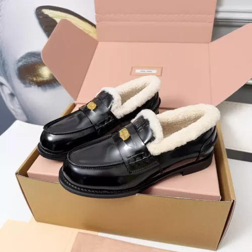 MIU MIU Leather Shoes For Women #1381073 $105.00 USD, Wholesale Replica MIU MIU Leather Shoes