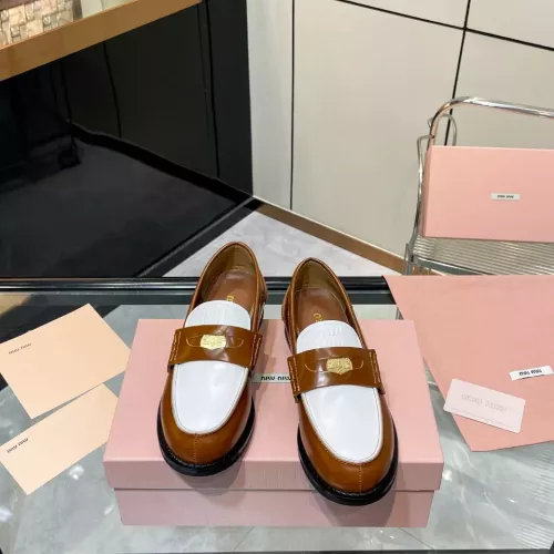 Replica MIU MIU Leather Shoes For Women #1381075 $102.00 USD for Wholesale