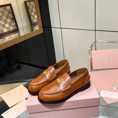 MIU MIU Leather Shoes For Women #1381077 $102.00 USD, Wholesale Replica MIU MIU Leather Shoes