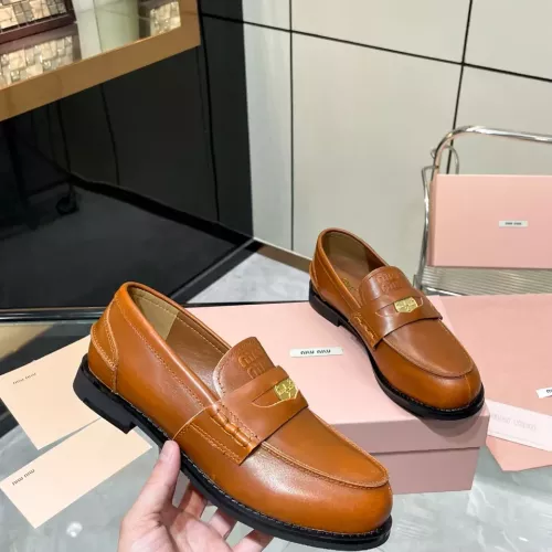 Replica MIU MIU Leather Shoes For Women #1381077 $102.00 USD for Wholesale