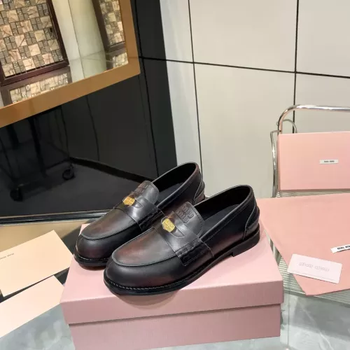 MIU MIU Leather Shoes For Women #1381078 $102.00 USD, Wholesale Replica MIU MIU Leather Shoes