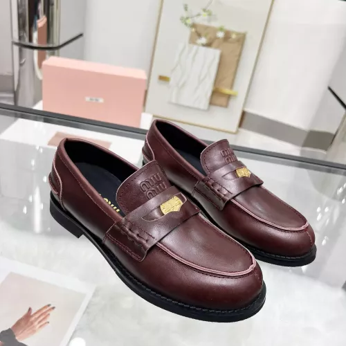 Replica MIU MIU Leather Shoes For Women #1381080 $102.00 USD for Wholesale