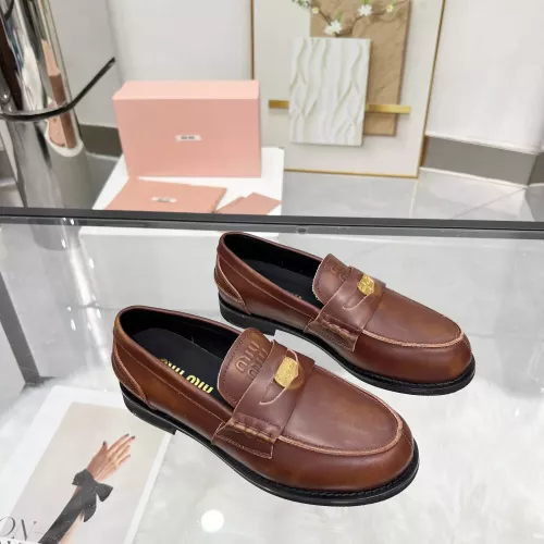 Replica MIU MIU Leather Shoes For Women #1381081 $102.00 USD for Wholesale