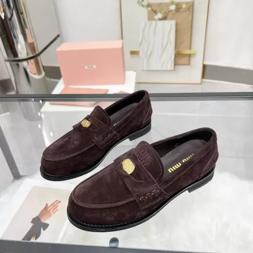 MIU MIU Leather Shoes For Women #1381084 $102.00 USD, Wholesale Replica MIU MIU Leather Shoes