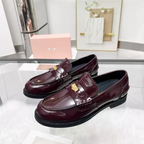 MIU MIU Leather Shoes For Women #1381085 $102.00 USD, Wholesale Replica MIU MIU Leather Shoes