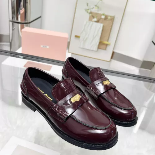 Replica MIU MIU Leather Shoes For Women #1381085 $102.00 USD for Wholesale
