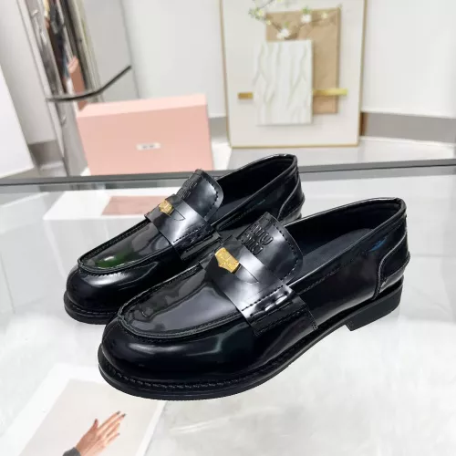 MIU MIU Leather Shoes For Women #1381086 $102.00 USD, Wholesale Replica MIU MIU Leather Shoes