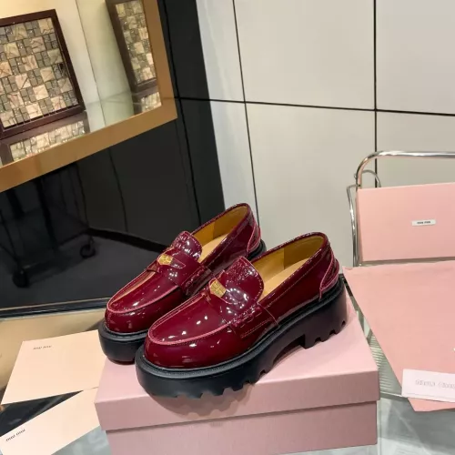 MIU MIU Leather Shoes For Women #1381114 $105.00 USD, Wholesale Replica MIU MIU Leather Shoes