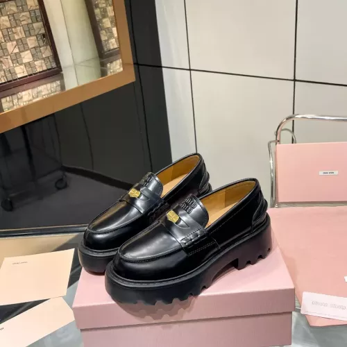 MIU MIU Leather Shoes For Women #1381115 $105.00 USD, Wholesale Replica MIU MIU Leather Shoes