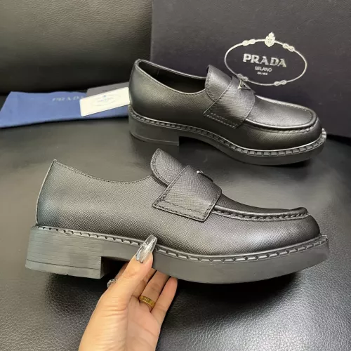 Replica Prada Leather Shoes For Men #1381118 $135.00 USD for Wholesale