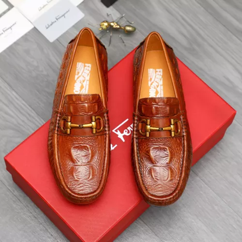 Replica Salvatore Ferragamo Leather Shoes For Men #1381825 $80.00 USD for Wholesale