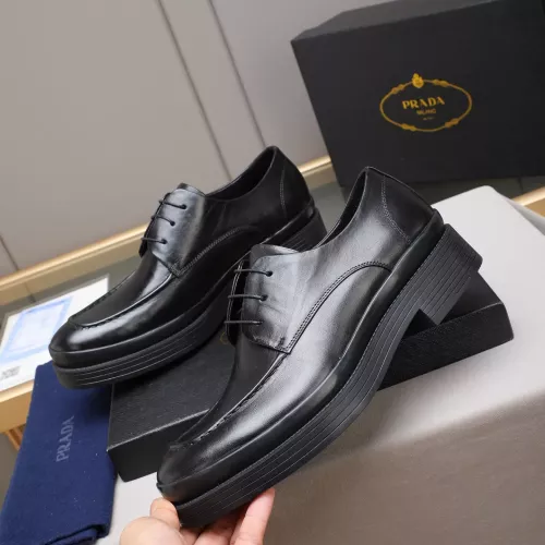 Replica Prada Leather Shoes For Men #1381837 $100.00 USD for Wholesale