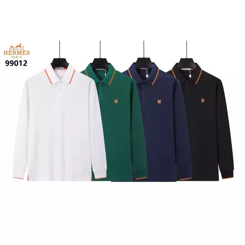 Replica Hermes T-Shirts Long Sleeved For Men #1386251 $40.00 USD for Wholesale