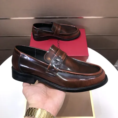 Replica Salvatore Ferragamo Leather Shoes For Men #1391771 $100.00 USD for Wholesale