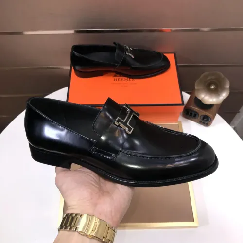 Replica Hermes Leather Shoes For Men #1391937 $98.00 USD for Wholesale