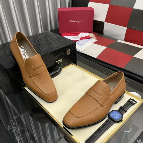 Replica Salvatore Ferragamo Leather Shoes For Men #1392077 $108.00 USD for Wholesale
