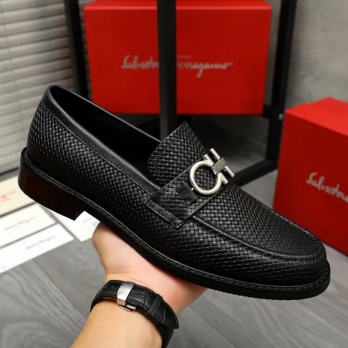 Replica Salvatore Ferragamo Leather Shoes For Men #1392089 $85.00 USD for Wholesale