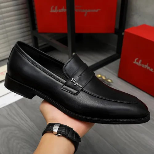 Replica Salvatore Ferragamo Leather Shoes For Men #1399151 $82.00 USD for Wholesale