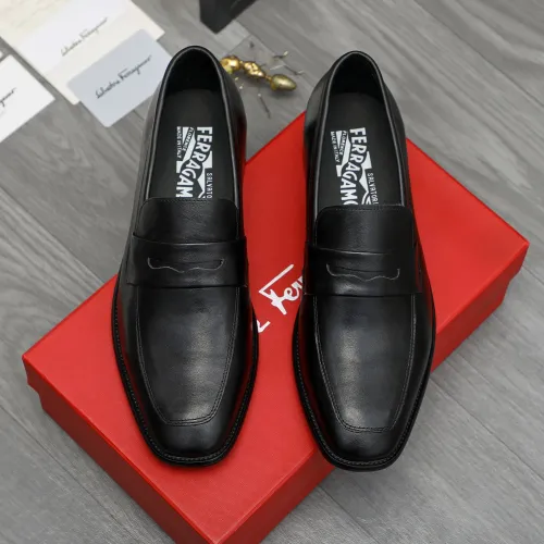 Replica Salvatore Ferragamo Leather Shoes For Men #1399155 $85.00 USD for Wholesale