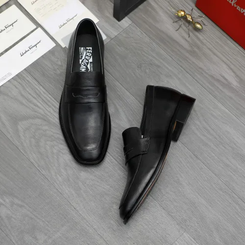 Replica Salvatore Ferragamo Leather Shoes For Men #1399155 $85.00 USD for Wholesale