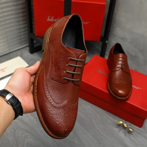 Replica Salvatore Ferragamo Leather Shoes For Men #1399167 $125.00 USD for Wholesale