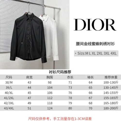 Replica Christian Dior Shirts Long Sleeved For Men #1399663 $64.00 USD for Wholesale