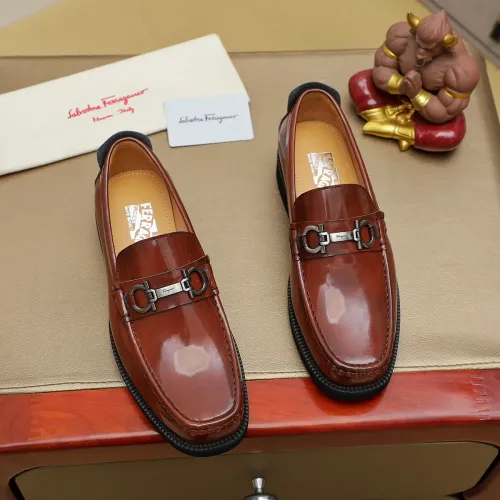 Replica Salvatore Ferragamo Leather Shoes For Men #1399786 $98.00 USD for Wholesale
