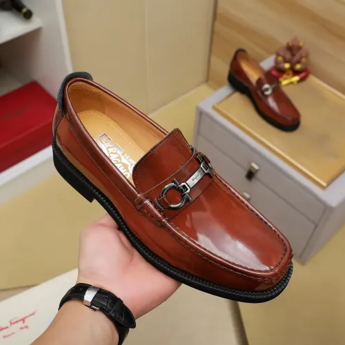 Replica Salvatore Ferragamo Leather Shoes For Men #1399786 $98.00 USD for Wholesale