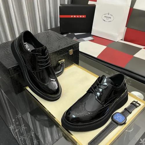 Replica Prada Leather Shoes For Men #1400056 $115.00 USD for Wholesale