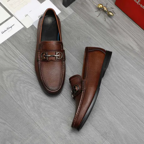Replica Salvatore Ferragamo Leather Shoes For Men #1408683 $85.00 USD for Wholesale