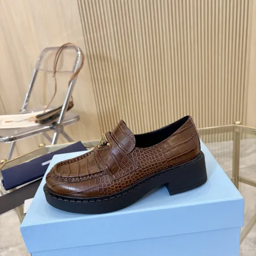Replica Prada Leather Shoes For Women #1408701 $100.00 USD for Wholesale