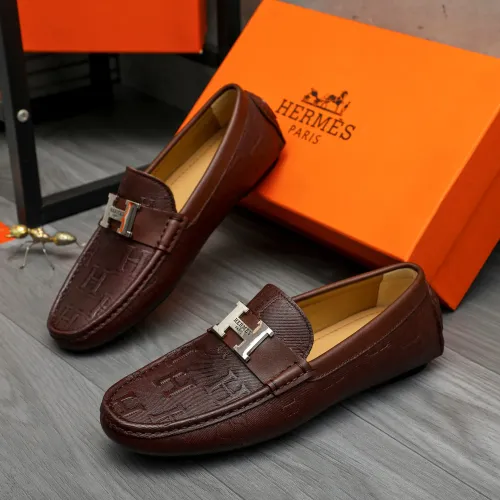 Replica Hermes Leather Shoes For Men #1408722 $82.00 USD for Wholesale