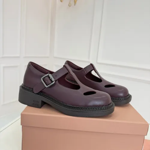 Replica MIU MIU Leather Shoes For Women #1409418 $102.00 USD for Wholesale