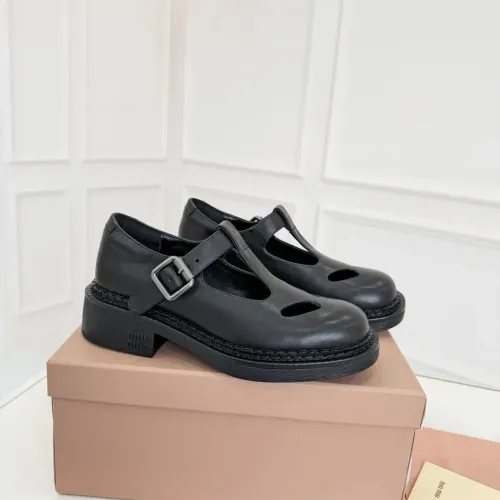 Replica MIU MIU Leather Shoes For Women #1409419 $102.00 USD for Wholesale