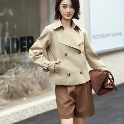 Burberry Trench Coat Long Sleeved For Women #1410241 $132.00 USD, Wholesale Replica Burberry Trench Coat