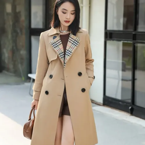 Replica Burberry Trench Coat Long Sleeved For Women #1410295 $160.00 USD for Wholesale