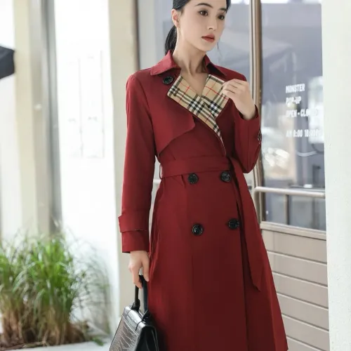 Burberry Trench Coat Long Sleeved For Women #1410296 $160.00 USD, Wholesale Replica Burberry Trench Coat