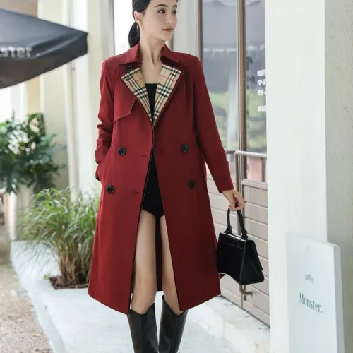 Replica Burberry Trench Coat Long Sleeved For Women #1410296 $160.00 USD for Wholesale